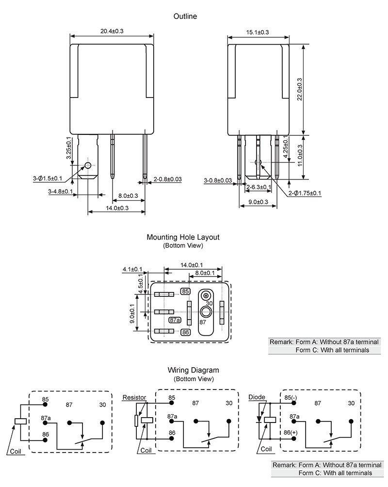 hke 4133 12v 24vdc 1 form a and c contact miniature heavy duty general purpose automotive relay 2