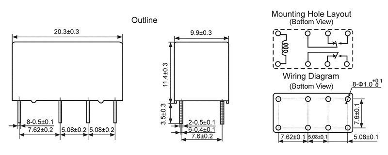 hke hrs2h 3v 5v 6v 9v 12v 24vdc 2 form c contact microminiature signal relay 5